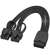 Aukuoy 12VHPWR Cable Extension, 16 Pin(12+4) Female to Dual PCIe 8 Pin(6+2) Male GPU, PSU Convers...