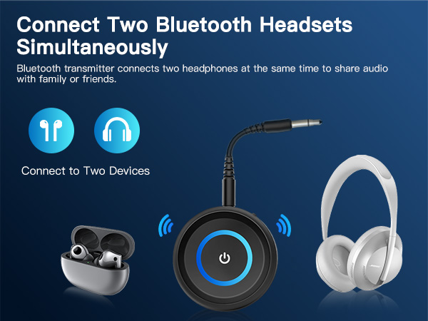 Bluetooth Transmitter Receiver for TV Airplane Home Stereo Wireless Adapter Low Latency Dual Link