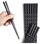YFWOOD 5 Pairs Fiberglass Chopsticks - Reusable Japanese/Chinese Chopsticks, Non-Slip, Dishwasher...