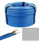 250FT Blue Split Wire Loom Tubing, 1/2 Inch Wire Protector Tubing, Automotive Wire Flexible Condu...