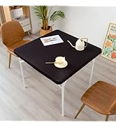 YZKITM Cocktail Square Fitted Table Cover Spandex Stretchable Table Top Cover Black Elastic Table...