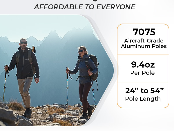 aircraft grade aluminum trekking poles durable hiking pole strong walking stick heavy duty gear
