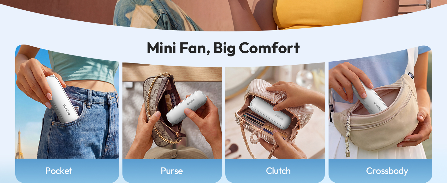 mini fan handheld beach essential for women mini personal fan travel fan for purse crossbody vanity