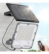 100W Solar Flood Light Outdoor Waterproof, 24000LM 6500K LED Solar Street Light with Remote, Dusk...
