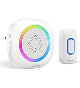 TECKNET Wireless Doorbell, Plug and Play, IP66 Waterproof Door Chime with RGB Light, 1300ft Doorb...