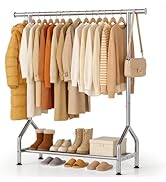 EAGMAK Sturdy Clothing Racks for Hanging Clothes – Metal Clothes Rack with Shelf, Portable Garmen...