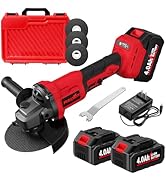 FULLYEA Cordless Angle Grinder 4-1/2 inch, 3-Speed Adjustable, 10000 RPM Electric Angle Grinder P...