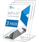 EHWINE 3 Pack 8.5 x 11 Acrylic Sign Holder, Clear Plastic Signs Display Stand, Vertical Slanted B...