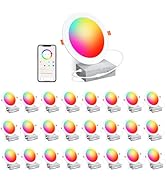 Recessed Lighting 6 Inch RGBCW Color Changing Smart Recessed Ceiling Lights 16W 1350LM LED Downli...