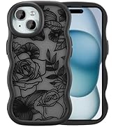 XIZYO for iPhone 14 Plus/iPhone 15 Plus Case, Cute Wavy Floral Flower Rose Aesthetic, Curly Wave ...