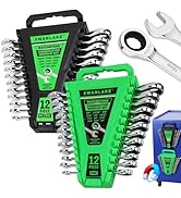 24-Piece Combination Ratchet Wrench Set, Metric (6-18mm) &amp; SAE (1/4''-3/4'') Wrenches Set, 12-Poi...