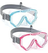 Vvinca Swim-Goggles with Nose Cover, 2 Packs Elastic Fabric Strap Snorkel Diving Mask Anti Fog UV...