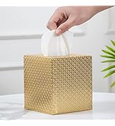 SUNYUROU Gold Tissue Box Cover,Tissue Box Cover Square,Gold Tissue Box Holders,Tissue Holder for ...