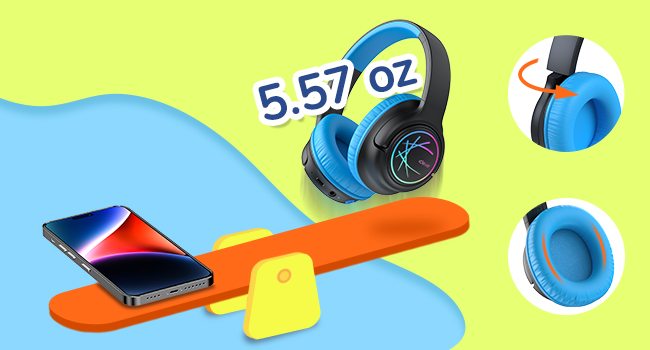 iClever_BTH18_Kids_Bluetooth_Headphones_Wireless_Black_LED_Lights