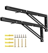 LSK Folding Shelf Brackets, 18 Inch Heavy Duty Collapsible Shelf Bracket, Wall Mounted L Table Hi...