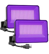 100W LED Black Light, IP66 Waterproof Blacklight Flood Light with Plug and Switch, Light Up 800sq...