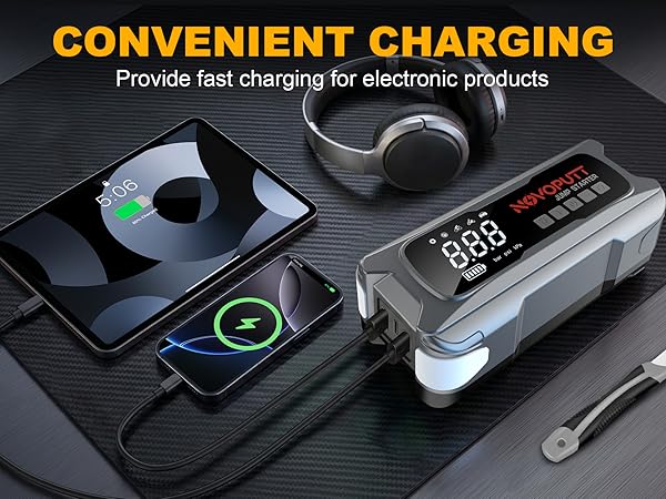 it works as a power bank for charging laptop, phones, tablets, cameras, and other devices.