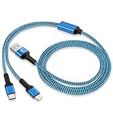 Multiple Charger Cable 2 in 1 iPhone and Android USB Charging Cable, 4ft Nylon Braided Multi Char...