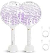 Aspectek 2 Pack Electric Fly Swatter 3000V,2 in 1 Mosquito Zapper, Rechargeable Bug Zapper Racket...