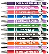 PASISIBICK 12 Pieces Inspirational Ballpoint Pens with Stylus Tip, Office Quotes Snarky Screen To...