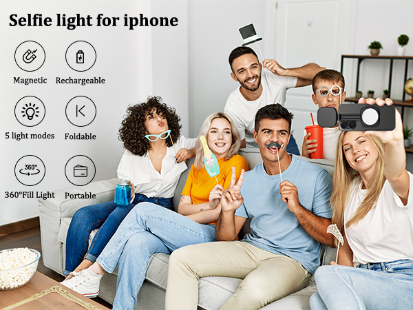 MagSafe-Compatible Phone Ring Light – Foldable, 360° Rotation, Adjustable