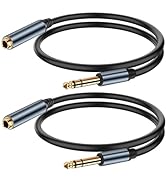 JSADZKJ 1/4 inch TRS Cable 6.35MM Male to 6.35MM Female Jack Stereo Audio Cable Gold-Plated Quart...