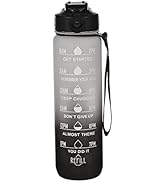 Lovskoo 32 Oz Water Bottles with Time Marker Motivational Water Bottle Squeezing Ejection Opening...