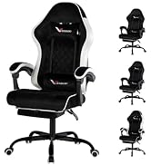 Velvet Gaming Chair for Adults with Pocket Spring Cushion Seat,Soft Gaming Chair Fabric with Exte...