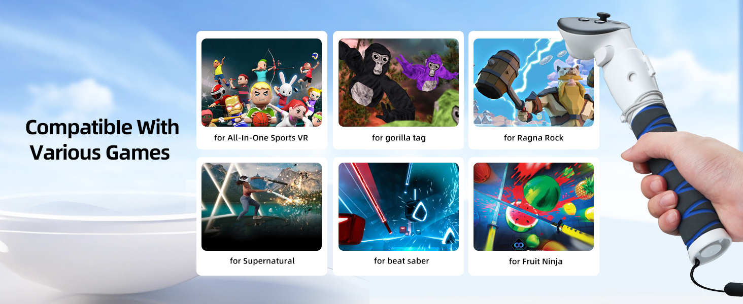 meta quest 3 controller accessories extension grips for VR game gorilla tag long arms, beat saber