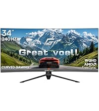 Great voell 34 Inch Ultrawide Curved Gaming Monitor, 240Hz WQHD, 1ms, 21:9