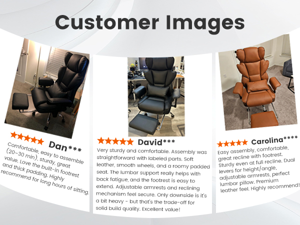 BESTFAIR Big and Tall Office Chair - High Back Executive Chair with Footrest &amp; Lumbar Support