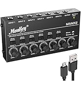Moukey Audio Mixer Line Mixer, DC 5V, 6-Stereo Ultra, Low-Noise 6-Channel for Sub-Mixing, for Sma...