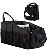 Easy-to-Reach Kids Car Organizer with Tissue Box and Cup Holder for Back Seat, Front Seat, Betwee...