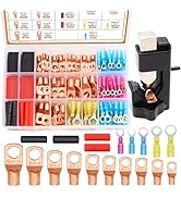 mankk 180PCS Copper Wire Lugs with Tool AWG 2 4 6 8 10 12 14 16 Gauge Battery Terminal Connectors...