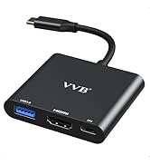 USB C to HDMI Adapter, 4K HDMI to USB-C Adapter with HDMI,USB3.0,USB C PD Charge Port 4K Multipor...