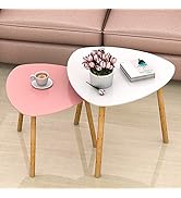 Nesting Table Set of 2 Bamboo End Table for Living Room Side Table for Bedroom Triangle Modern Co...