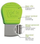 Fast 'n Clean - Professional Self-Cleaning Lice Comb, Removes Head Lice And Nits Quicker, Stainle...