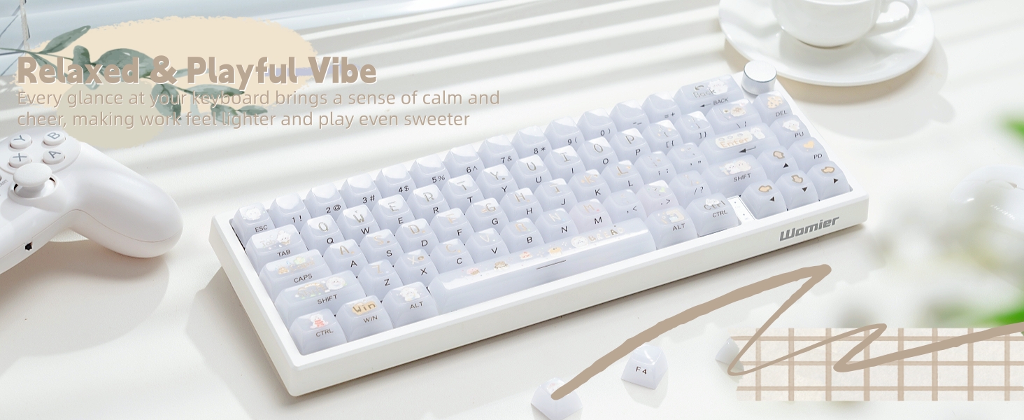 Keyboard Keycaps Jelly, White Ceramic Keycaps Style, Cake Sheep Key cap