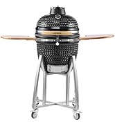 VEVOR Charcoal Smoker and Grill, 18" Kamado Charcoal BBQ Smoker, Movable Ceramic Barbecue Grill w...