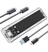ORICO M.2 NVMe SSD Enclosure, USB 3.2 Gen 2 (10 Gbps), Transparent External Solid State Drive Ada...