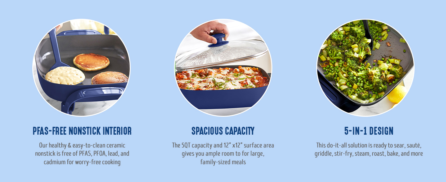 GreenLife, Ceramic Nonstick, PFAS-Free, Non-Toxic, Electric Skillet, Electrics