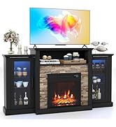 ARLIME 59 Inch Electric Fireplace TV Stand, Fireplace Heater with Mantel, 19 Inch Fireplace Inser...