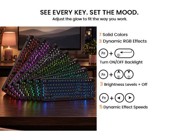 SEE EVERY KEY. SET THE MOOD.
