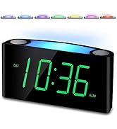 Alarm Clock for Bedroom, 7.5" Large Display LED Digital Clock with 7 Color Night Light,USB Phone ...