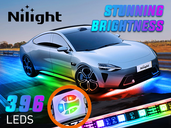 4Pcs Aluminum Underglow Neon Accent Strip Lights 396 LEDs