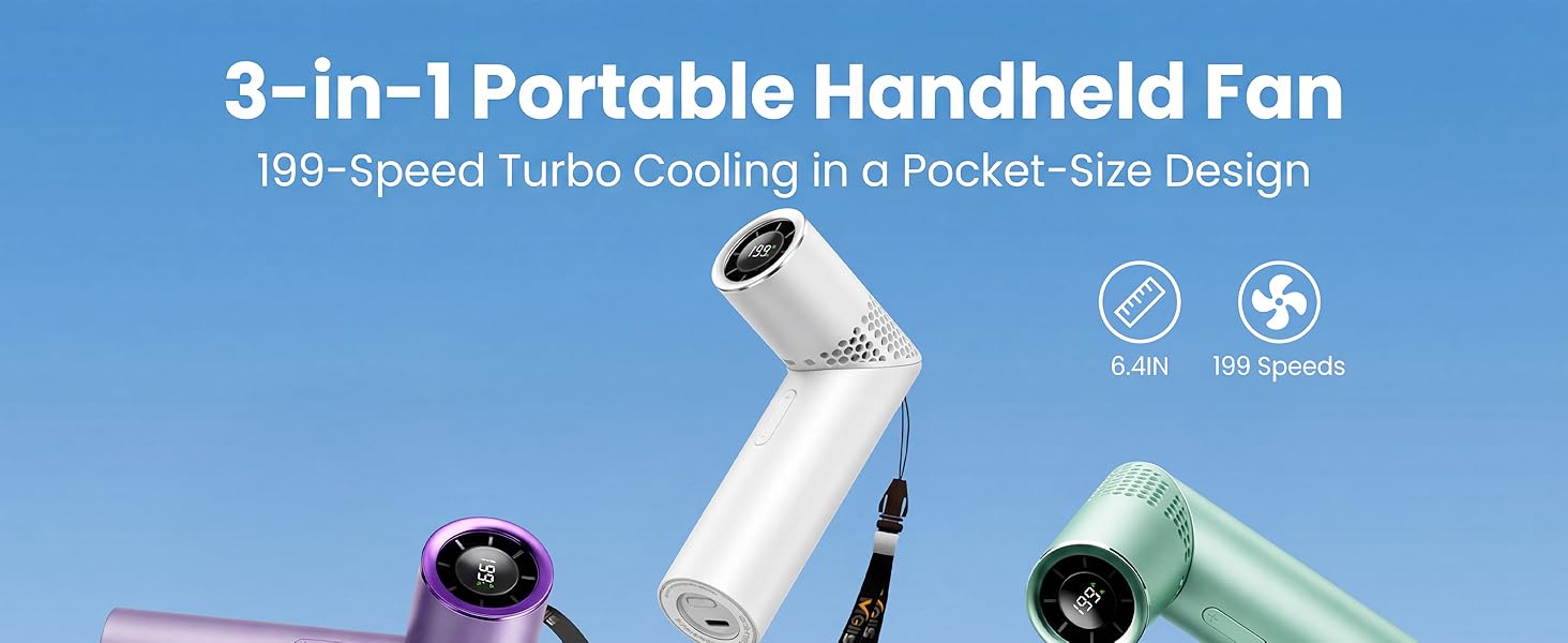 portable handheld fan with adjustable speed control for daily cooling use indoors or outdoors