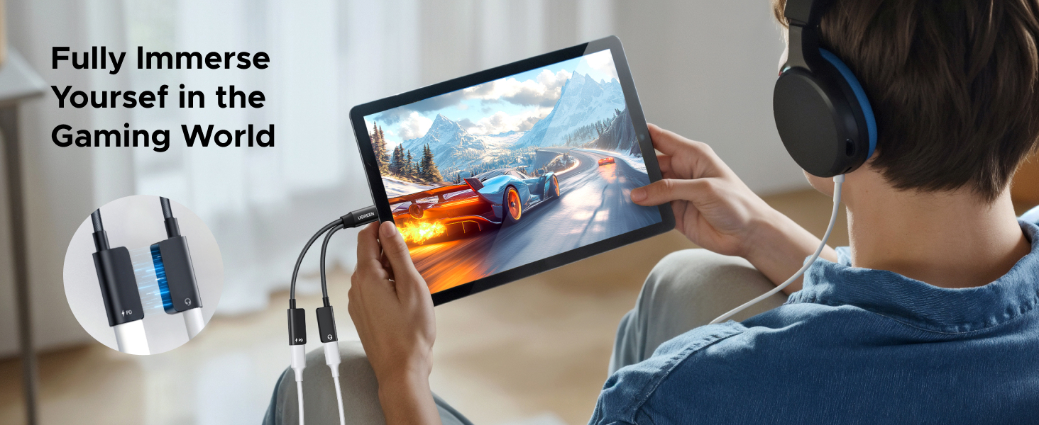 dual USB C headphone and charger adapter