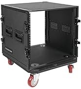 Sound Town Black Series 10U PA/DJ Rack/Road Case with 10-Space, All-Black Anodized Hardware, Plyw...