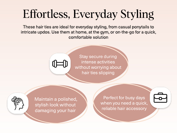 Hair Ties No Damage - Strong, Stretchy Hair Bands Soft Nylon Ponytail Holders Snag-Free Rubber Bands