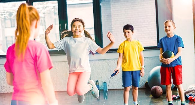 rope jump kids skipping adjustable fitness exercise outdoor jumping handle girls boys soft workout